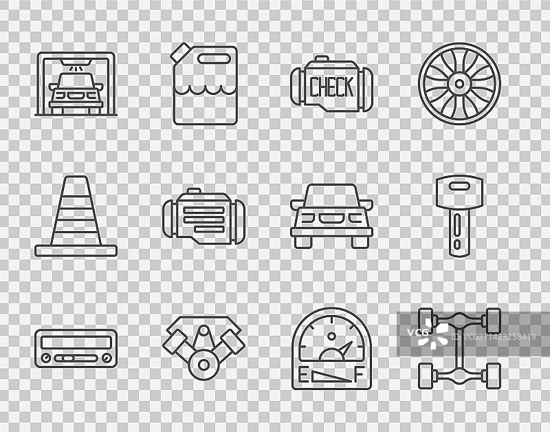 汽车音响底盘发动机电源图标组合图片素材