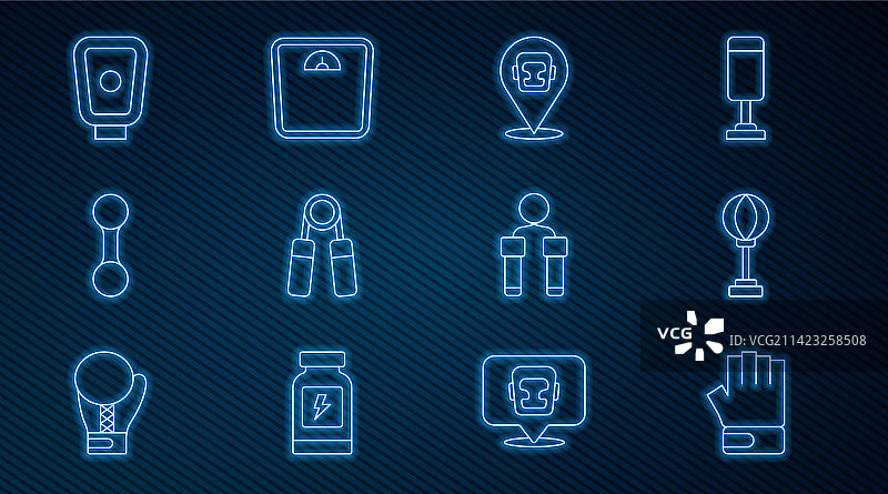 拳击手套拳击袋头盔线条稿图片素材