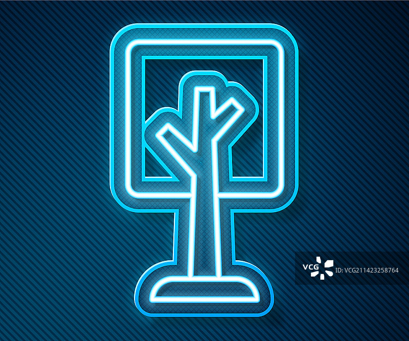 发光霓虹线条树木图标图片素材