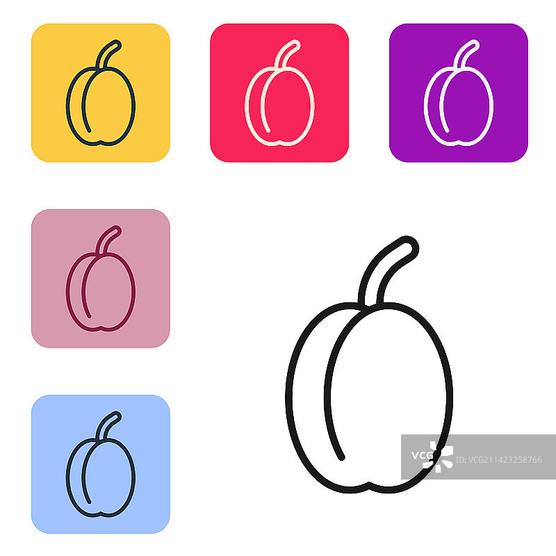 黑色线条李子水果图标图片素材