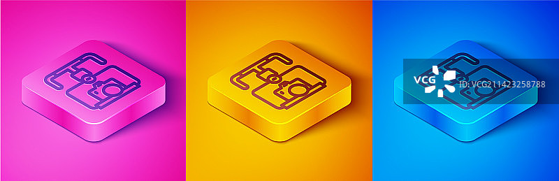 2.5D线条配单反相机的手持云台图片素材