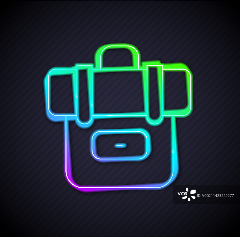 发光霓虹灯登山背包线条图标图片素材