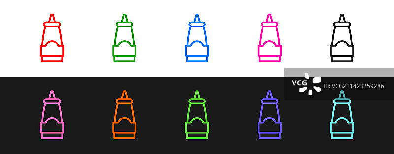 黑色背景酱汁瓶图标线条图片素材