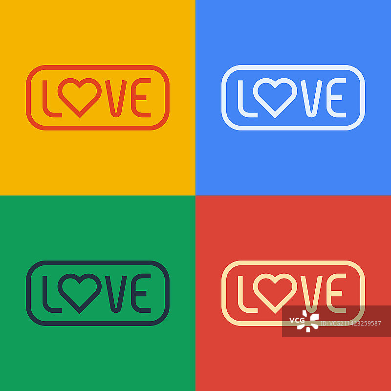 波普艺术风格爱心文字图标banner图片素材