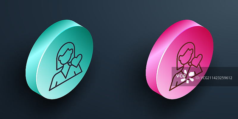 2.5D线条风格浪漫少女图标图片素材