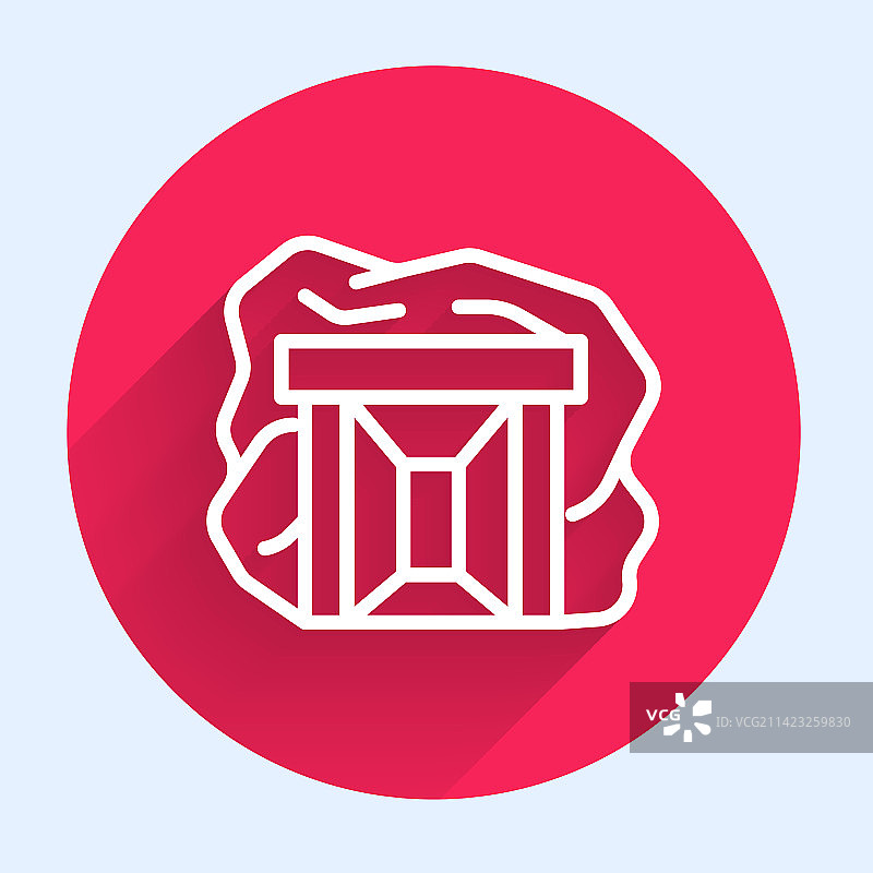 白色线条金矿图标，带长阴影图片素材