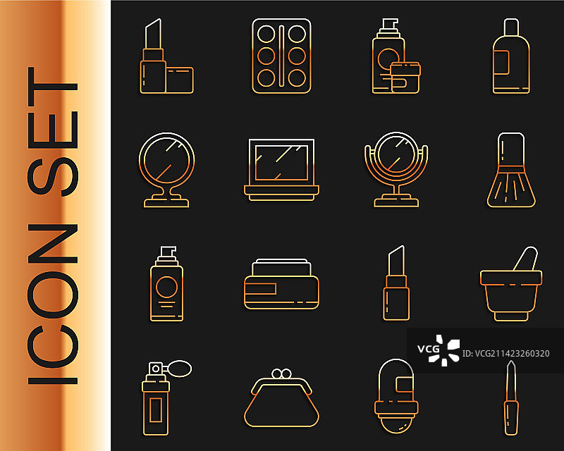 指甲锉研钵杵化妆刷线条组合图片素材