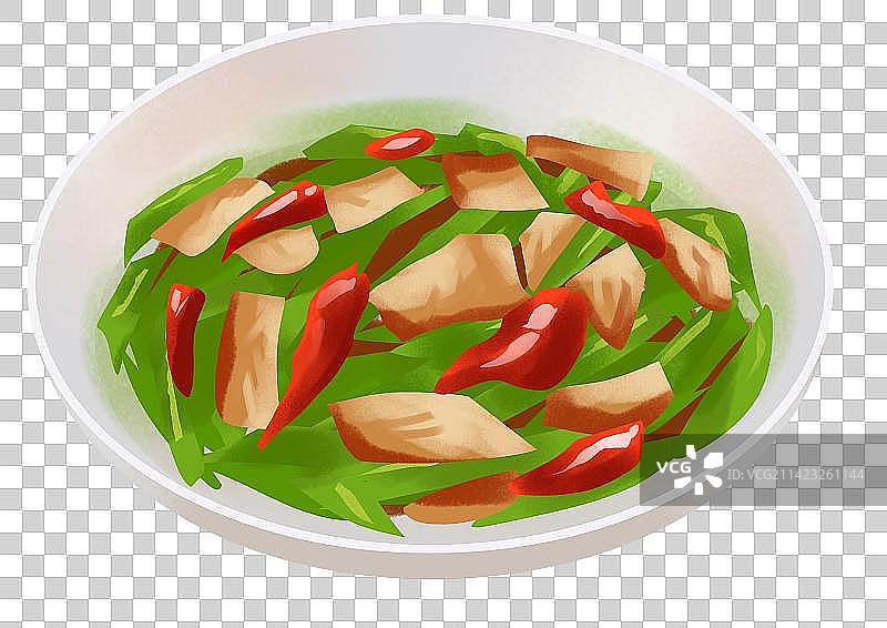 美食食物食材营养健康味道川菜辣椒炒肉小炒肉猪肉元素插画图片素材