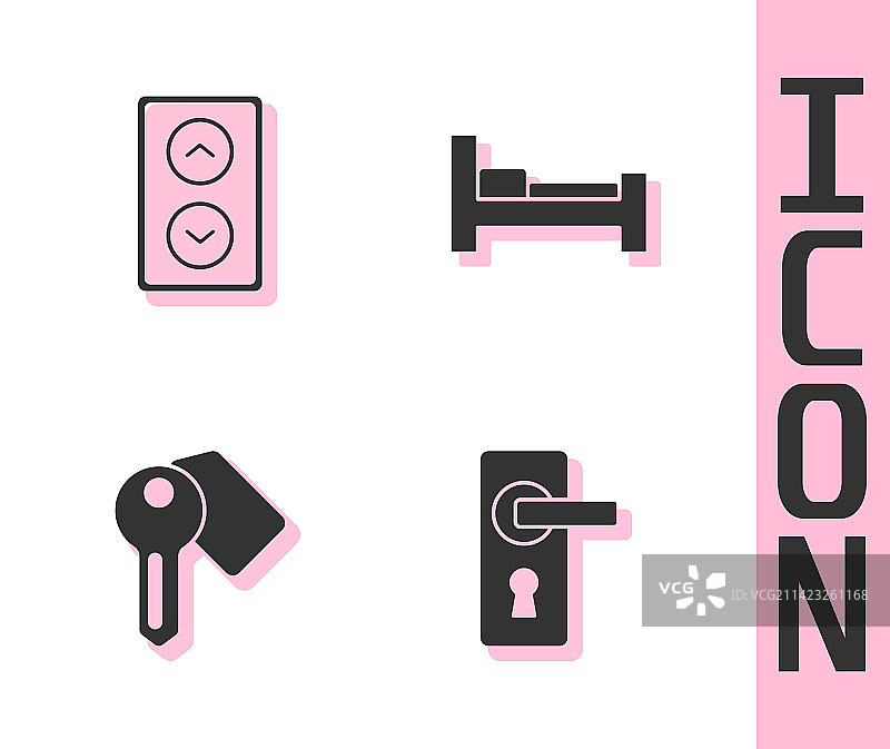 门把手、酒店门锁钥匙和房间组合图片素材