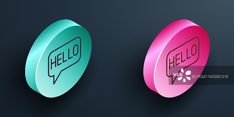 2.5D线条不同语言的“你好”图标图片素材