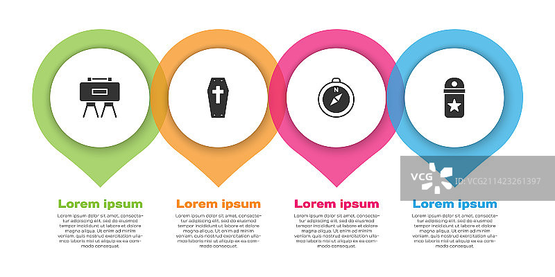 军用地雷十字架罗盘棺材套装图片素材