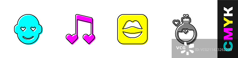 浪漫男人音符与心形套装图片素材