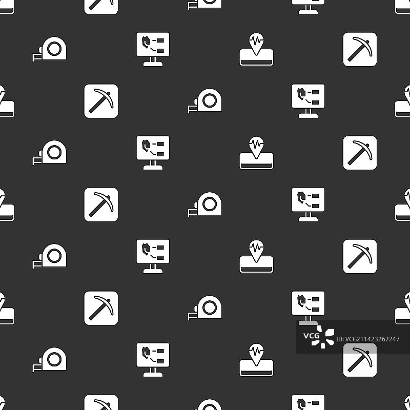 地震、镐、轮盘赌和建筑图标图片素材