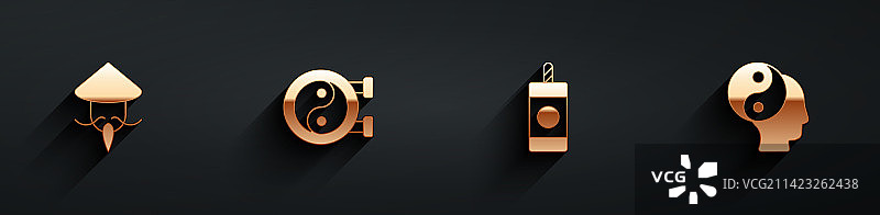 亚洲或中国圆锥形草帽阴阳图片素材