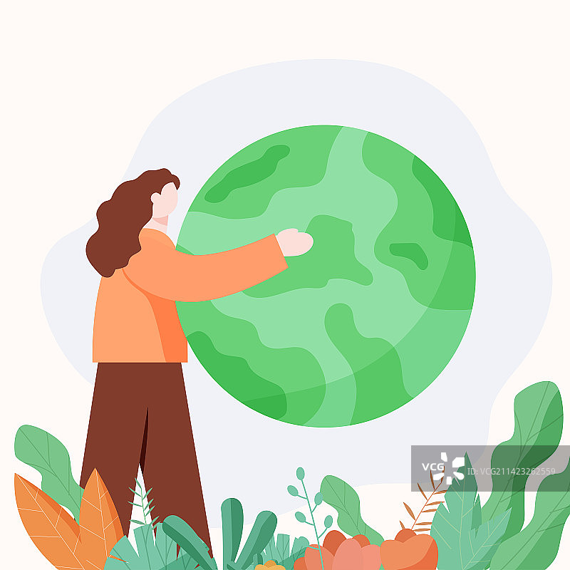 地球一小时保护地球扁平插画图片素材