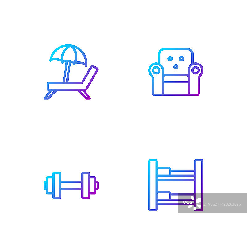 酒店客房床哑铃日光浴床组合图片素材