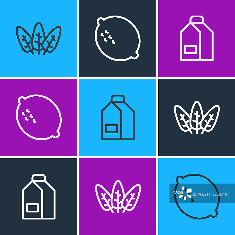 树叶牛奶包装和柠檬图片素材