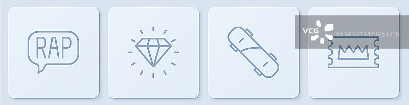 说唱音乐滑板钻石和音乐会线条组合图片素材