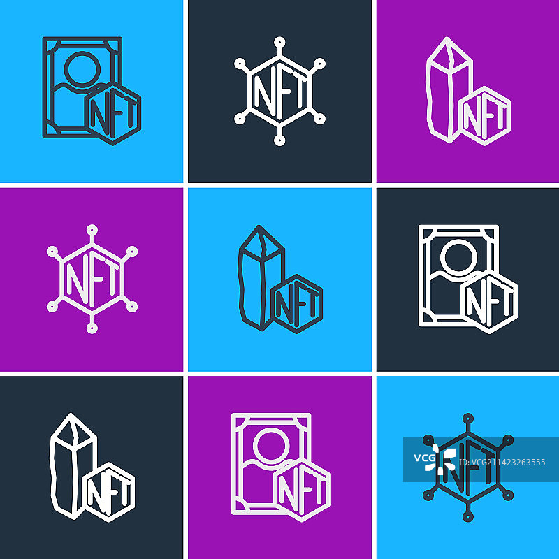 NFT数字加密艺术和区块链图片素材