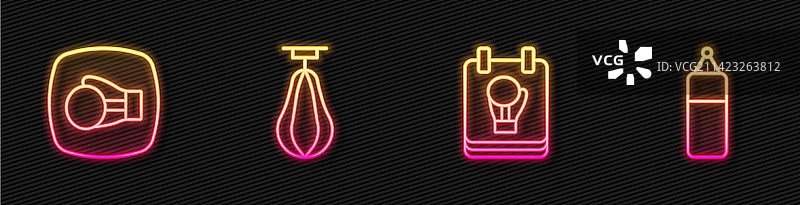 拳击手套、发光沙袋线条组合图片素材