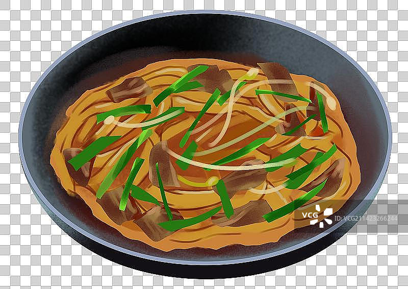 美食食物食材饮食健康味道小吃炒面干炒牛河元素插画图片素材