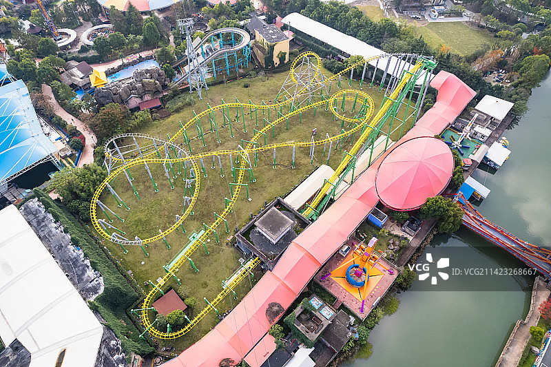 杭州乐园过山车航拍图片素材