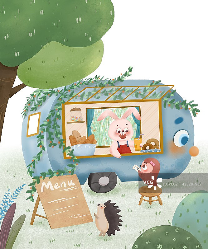 兔子的甜品车图片素材