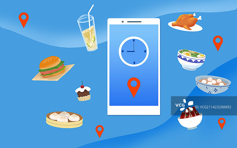 手机订外卖插画图片素材