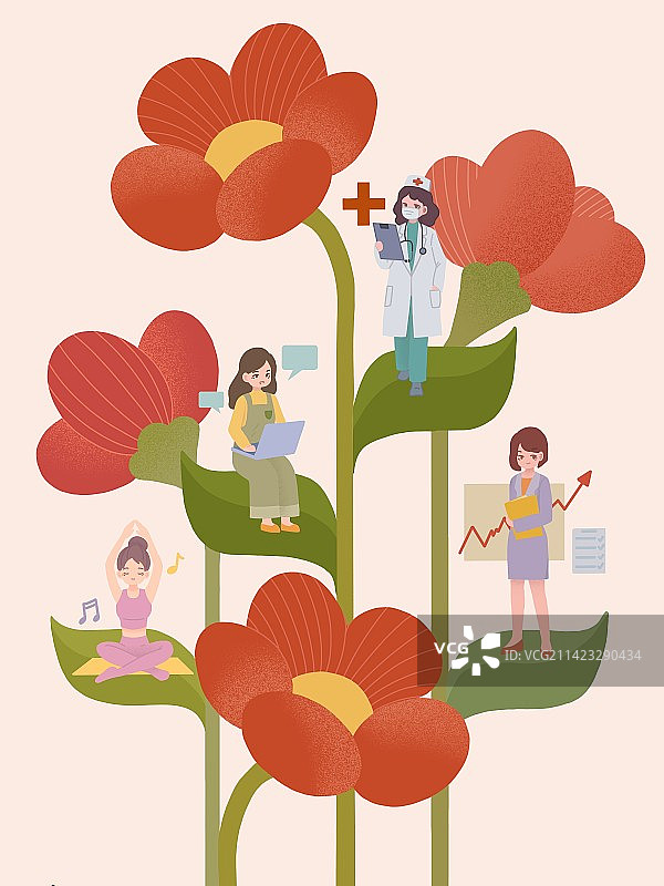 女性与花朵图片素材