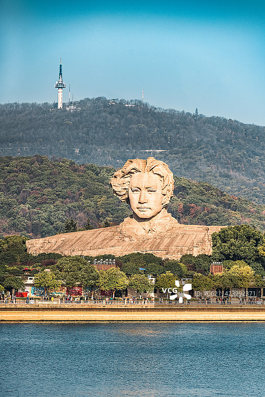 长沙橘子洲头与岳麓山图片素材