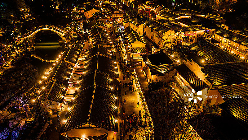 航拍江西旅游网红景区望仙谷夜景图片素材