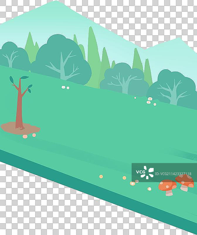 远山草地树丛图片素材