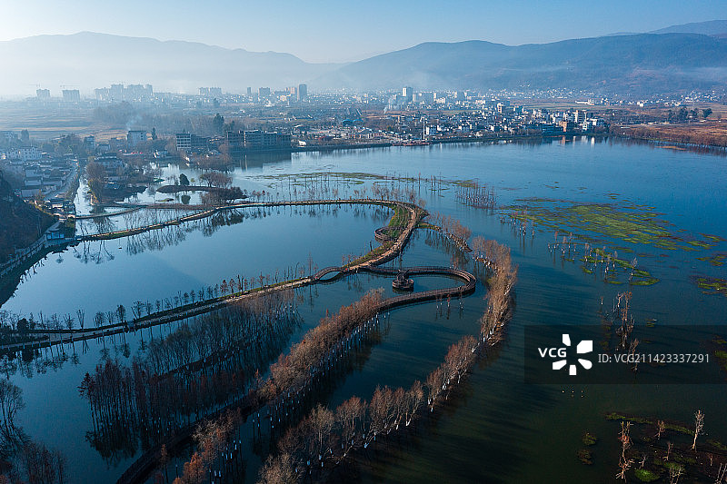 云南省大理州洱源县茈碧湖图片素材