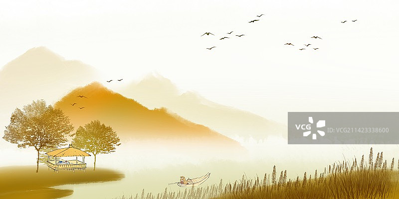 晨雾中的芦苇图片素材