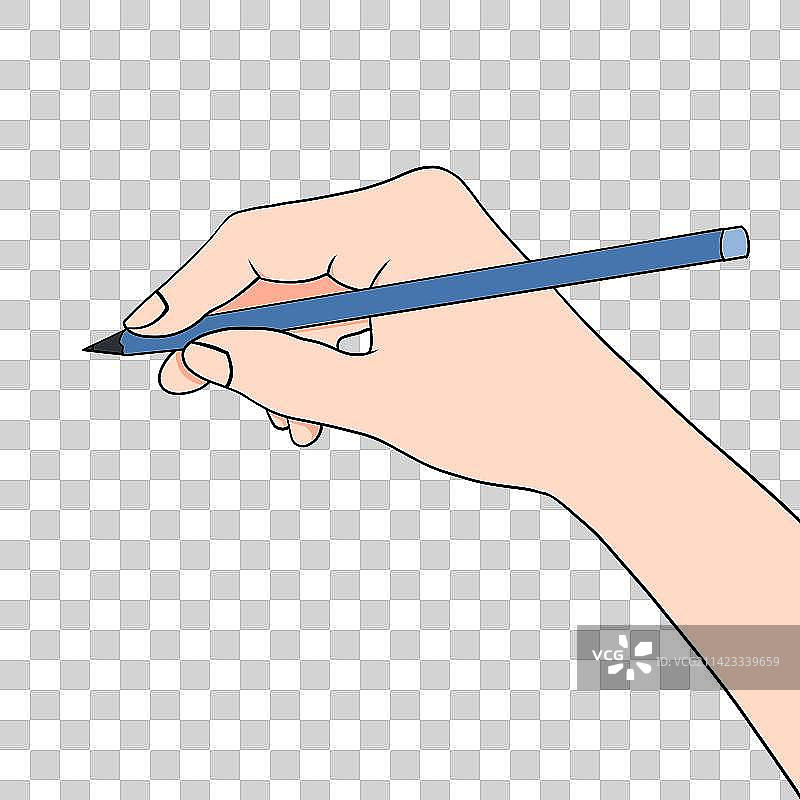 手拿笔元素插画图片素材