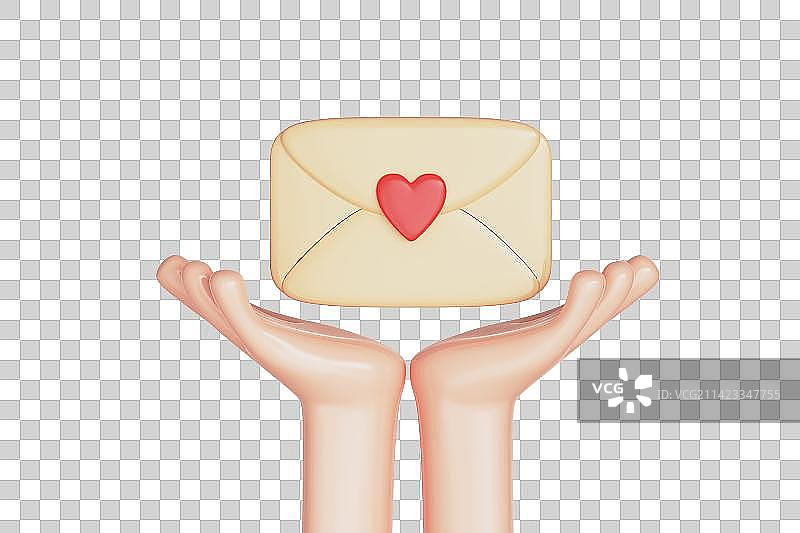 情书信封三维插画图片素材