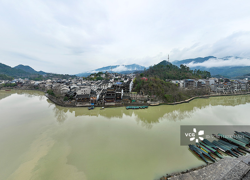湖南省湘西州茶峒古镇边城景区航拍图片素材