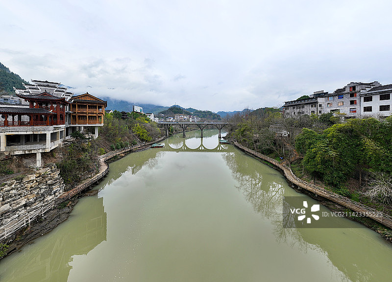 湖南省湘西州茶峒古镇边城景区航拍图片素材