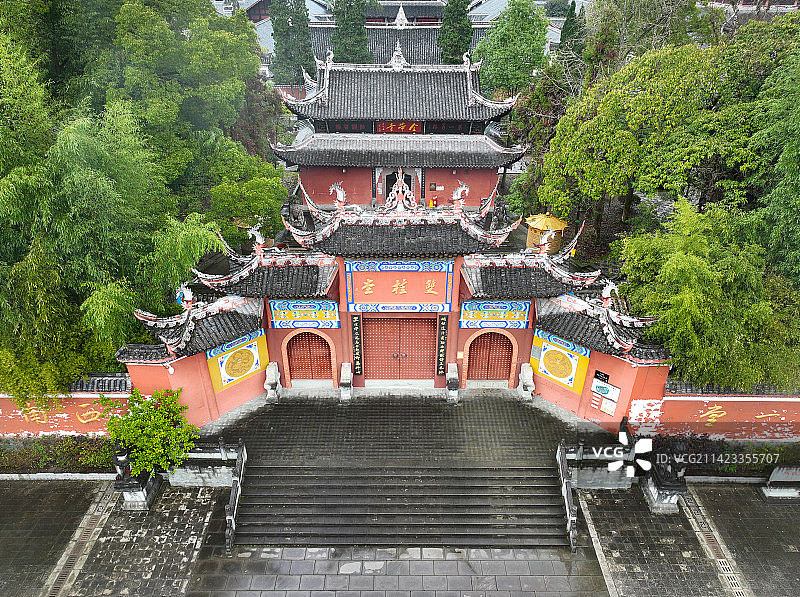 重庆市梁平区全国重点寺庙双桂堂航拍图片素材
