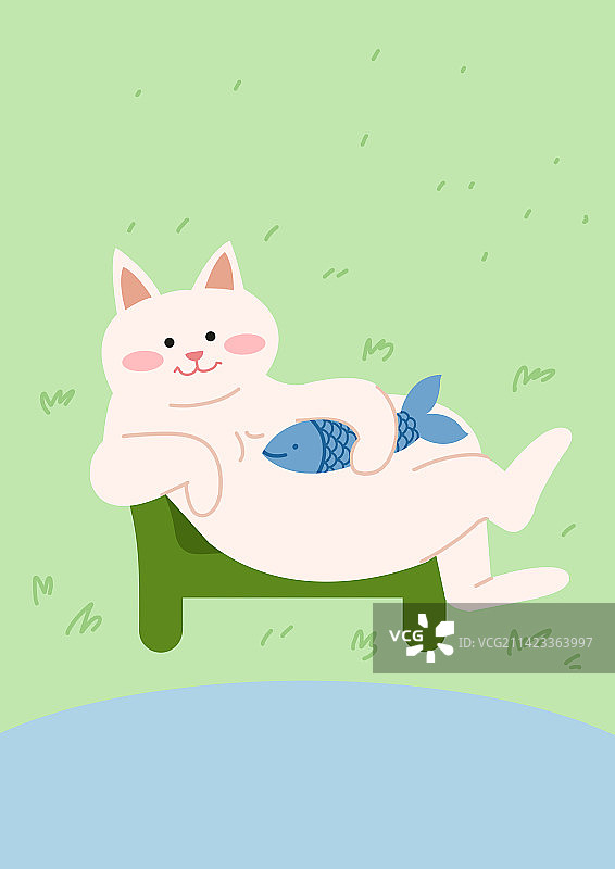 扁平风甜蜜小清新可爱动物小猫壁纸猫咪插画图片素材