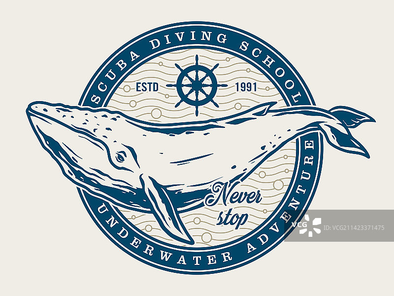 复古彩色潜水学校标签图片素材