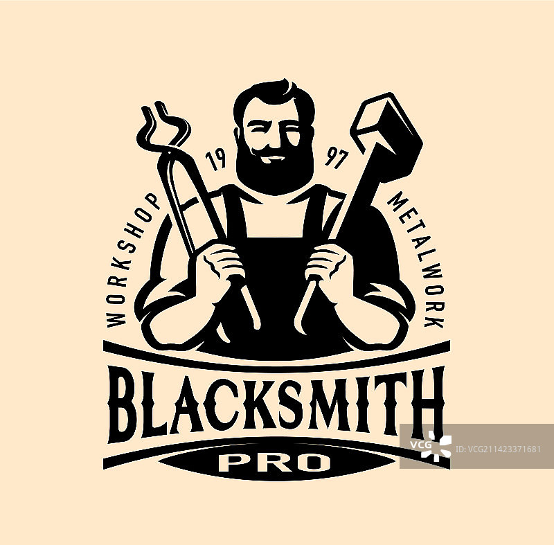 铁匠工艺车间标志或徽章图片素材
