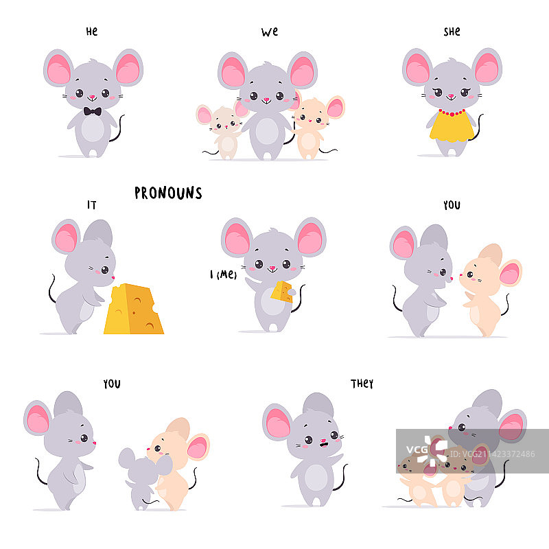 小老鼠与英语主格代词图片素材