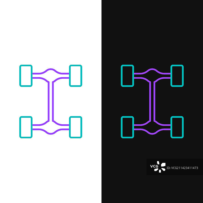 汽车底盘线性图标 黑白背景图片素材
