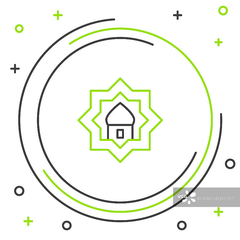 白色背景上的穆斯林清真寺线性图标图片素材