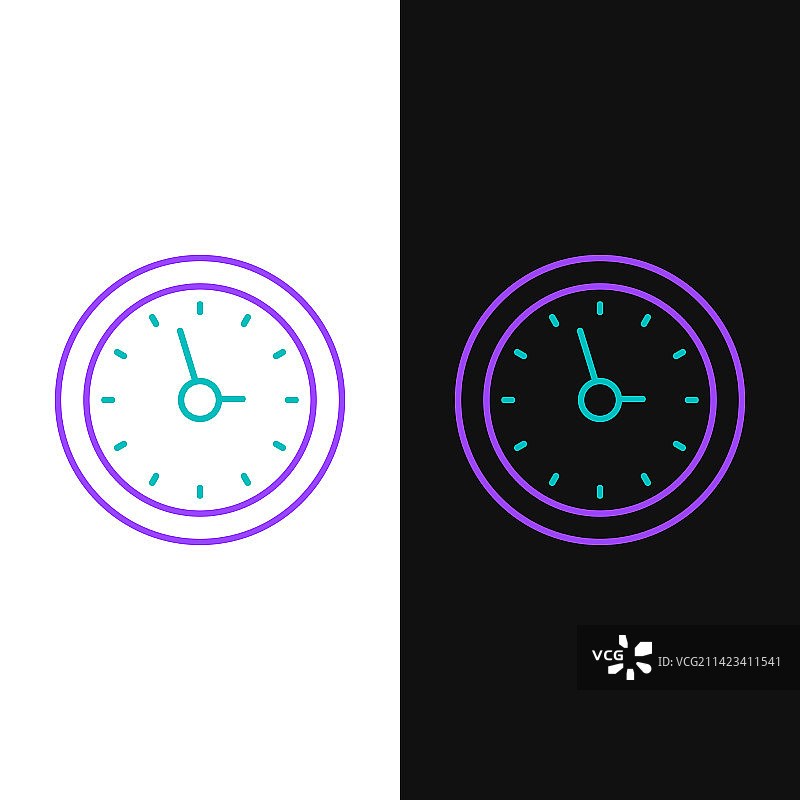 线条时钟图标黑白背景图片素材