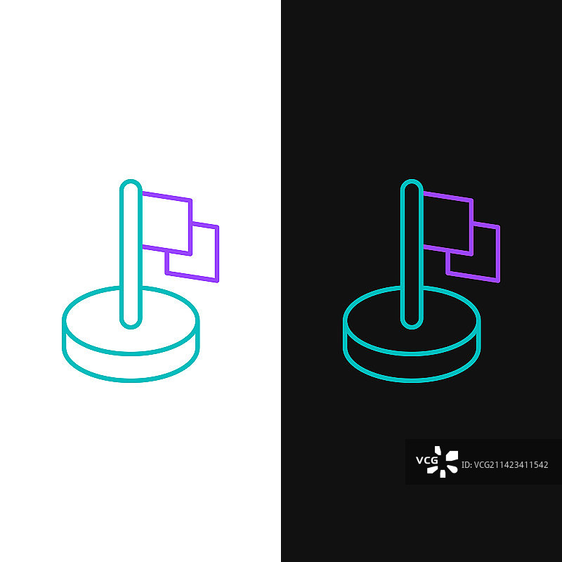 黑白背景上的线条旗帜图标图片素材