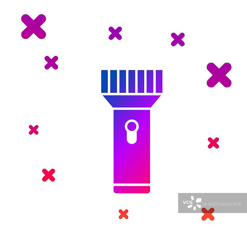 潜水员手电筒彩色图标，白色背景图片素材