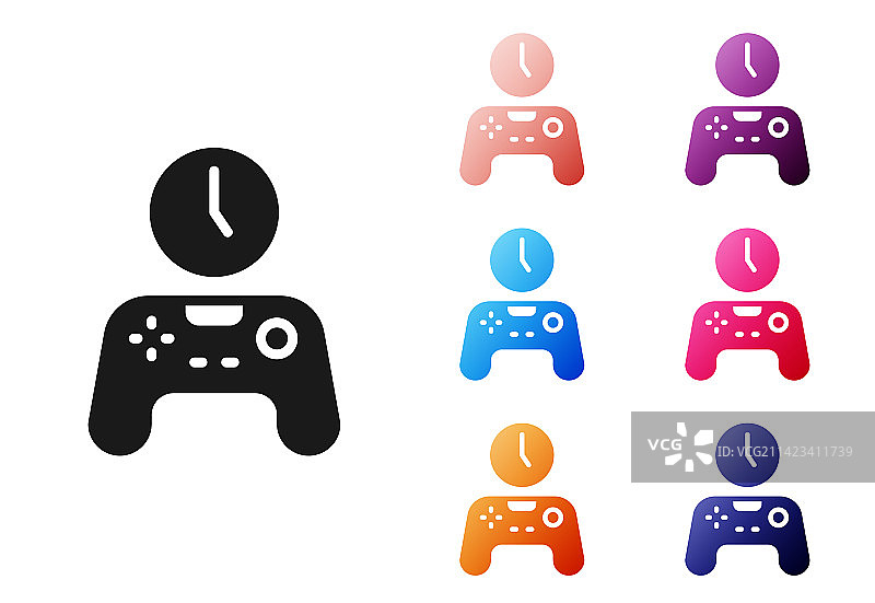 白色背景上的黑色时间游戏手柄图标图片素材