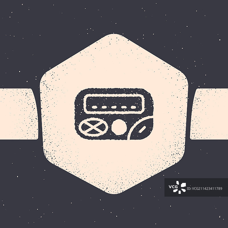 灰色背景上的复古寻呼机图标图片素材